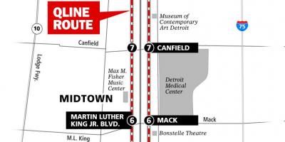 Detroit tramvaj zemljevid