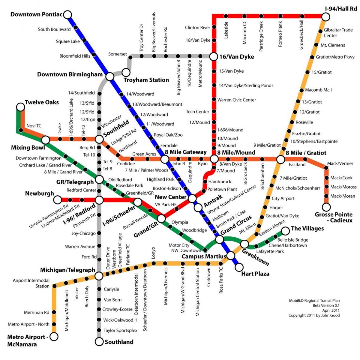 Detroit tranzit zemljevid