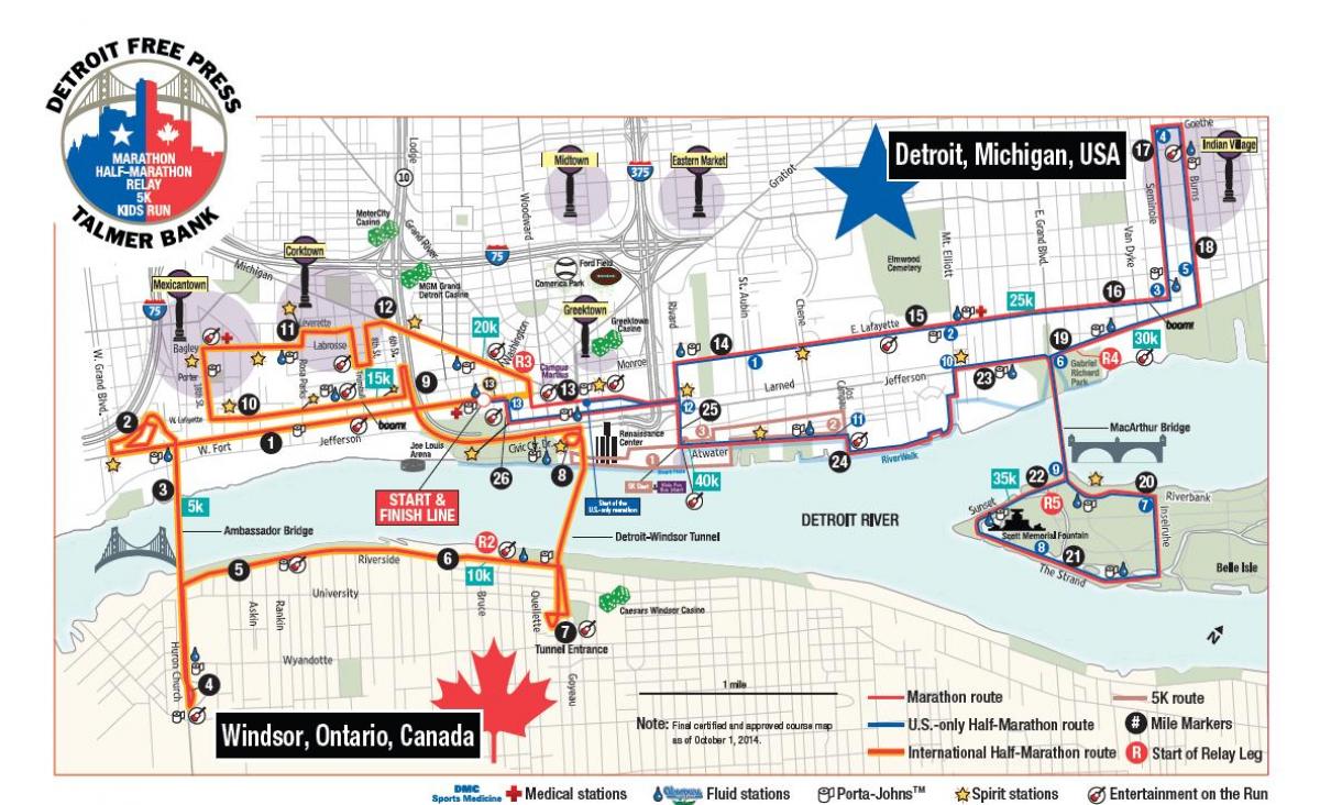 zemljevid Detroit maraton