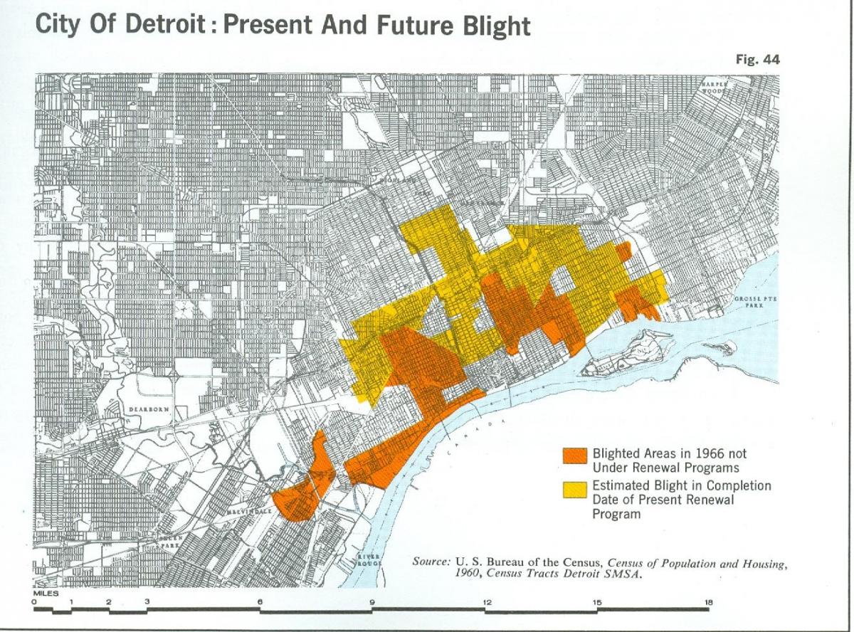 zemljevid Detroit plesen