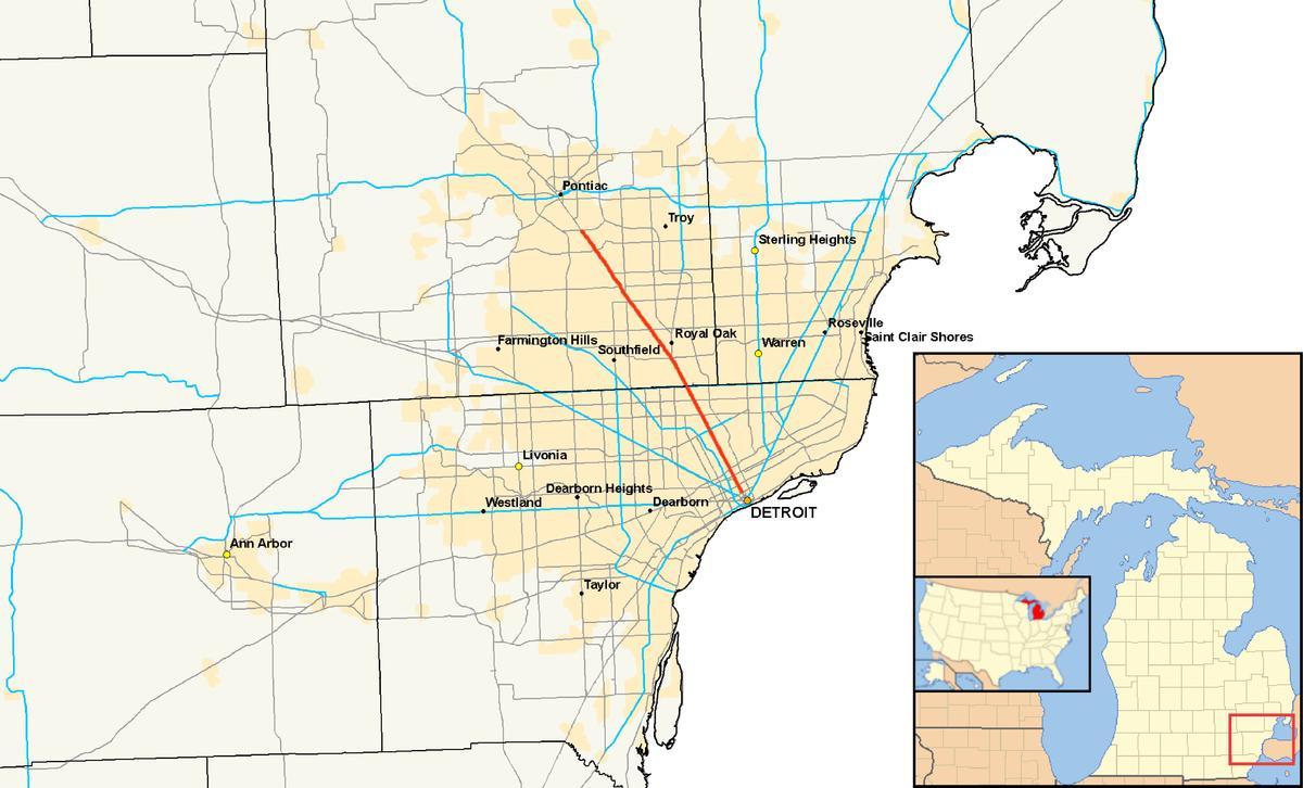 Detroit občine zemljevid