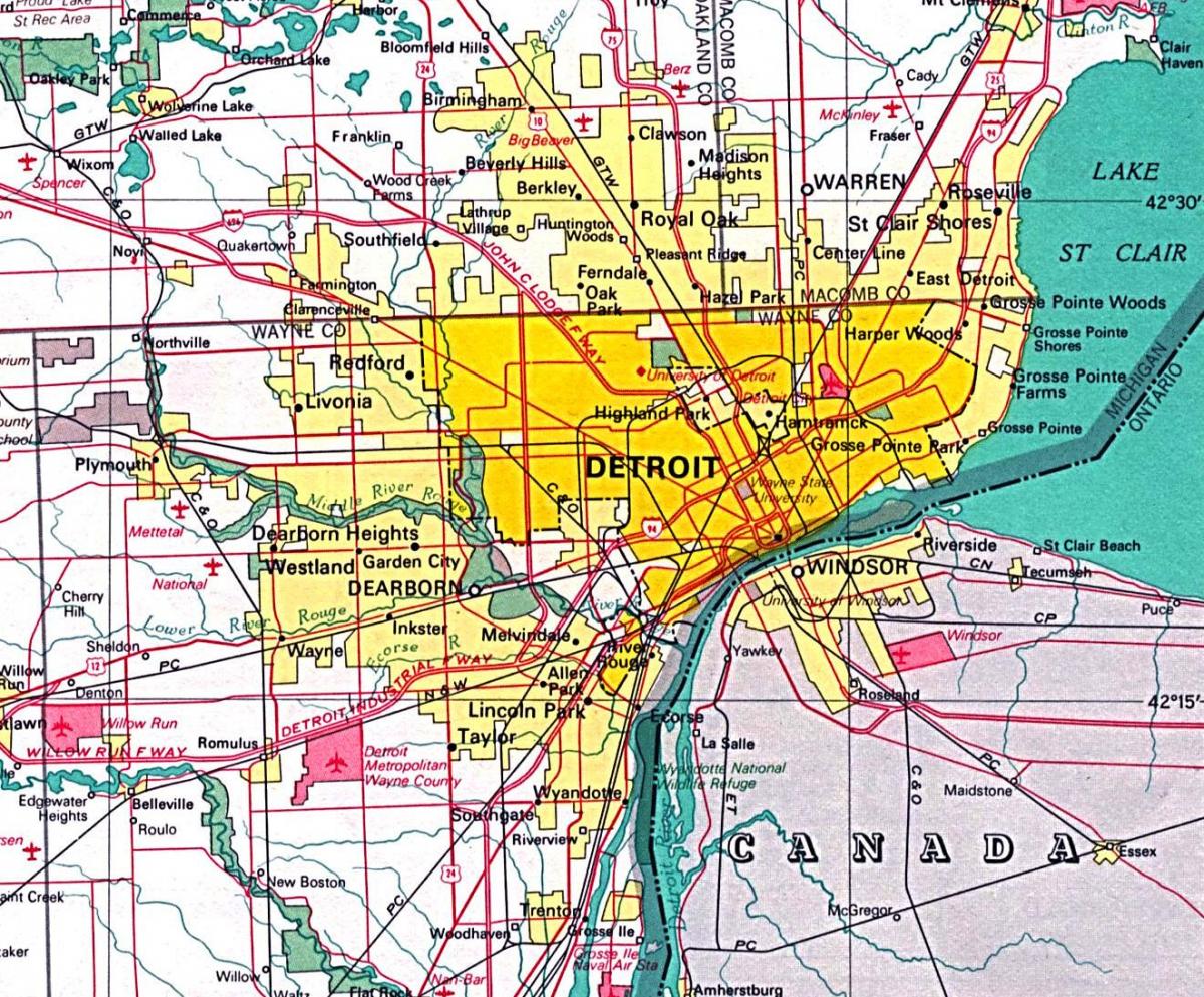 zemljevid Detroit