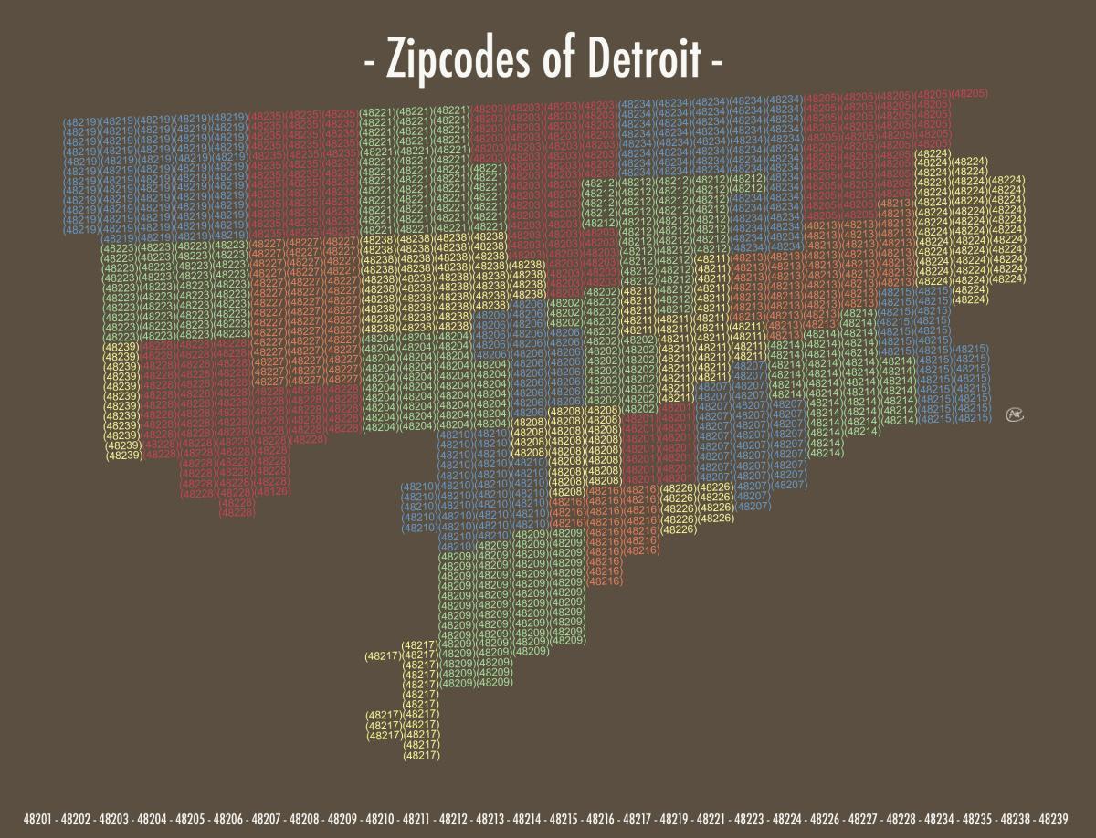 poštna številka zemljevid Detroit