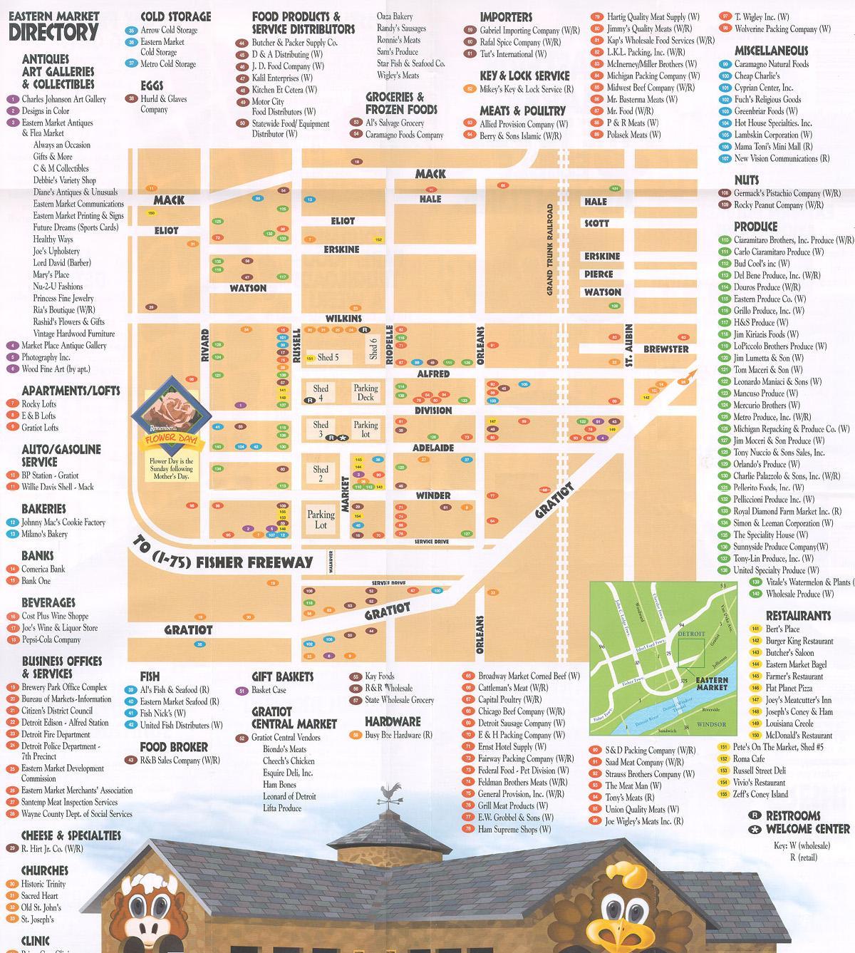 zemljevid vzhodne trgu Detroit
